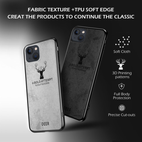 Alpha Digital Luxury Soft Texture Deer Patterned TPU Cloth Protective Case for iPhone13 Perspective: right