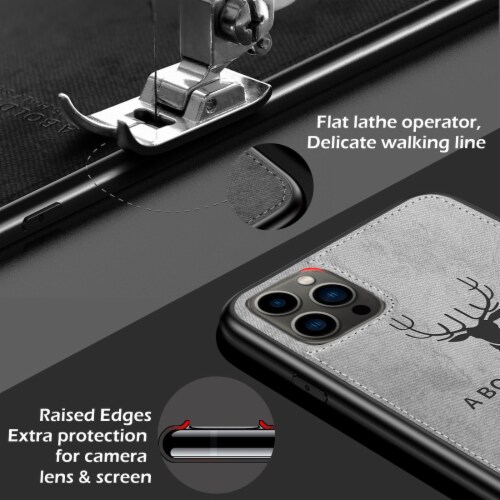Alpha Digital Luxury Soft Texture Deer Patterned TPU Cloth Protective Case for iPhone13 Pro M Perspective: right
