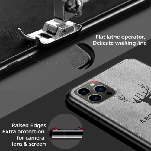 Alpha Digital Luxury Soft Texture Deer Patterned TPU Cloth Protective Case for iPhone13 Pro, Perspective: right