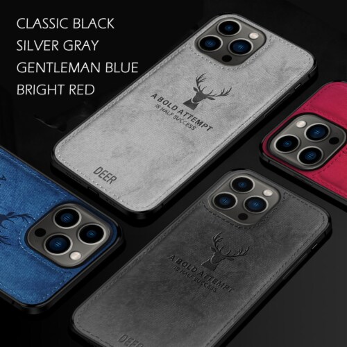 Alpha Digital Luxury Soft Texture Deer Patterned TPU Cloth Protective Case for iPhone13 Pro M Perspective: right