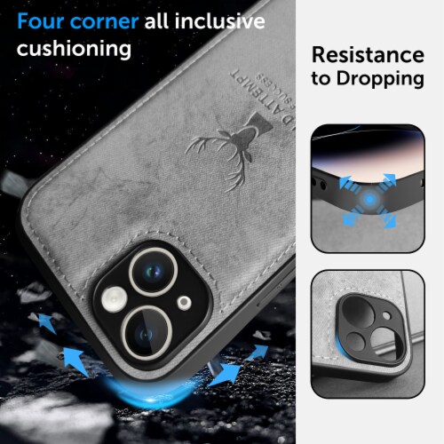 Alpha Digital Luxury Soft Texture Deer Patterned Cloth Protective Case - iPhone14 / 14Plus Perspective: right