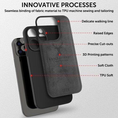 Alpha Digital Luxury Soft Texture Deer Patterned Cloth Protective Case- iPhone14Pro/14 ProMax Perspective: right