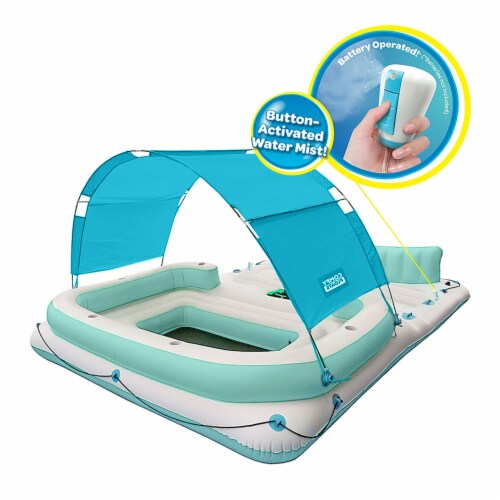 Comfy Floats 13 Ft Misting Platform Inflatable Summertime Float, White/Aqua Perspective: right