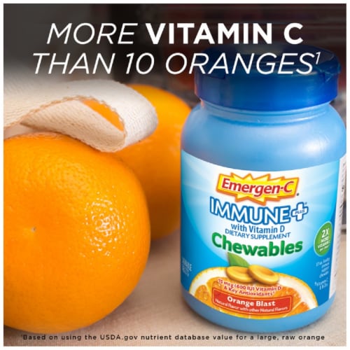 Emergen-C Immune+ Chewables Vitamin C With Vitamin D Tablet Perspective: right