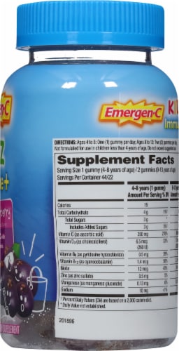 Emergen-C Kidz Immune+ Excellent Elderberry Dietary Supplement Gummies Perspective: right