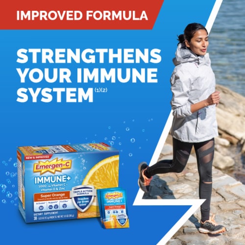 Emergen-C Immune+ Triple Action Super Orange Immune Support Vitamin C Powder Perspective: right