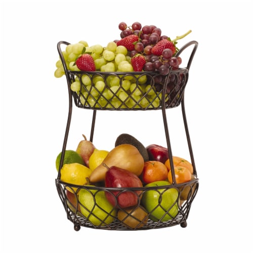 Mikasa Gourmet Basics Loop & Lattice 2-Tier Basket Perspective: right