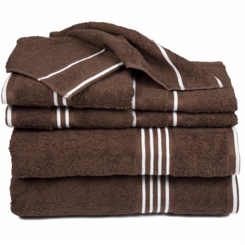 Lavish Home 8 Piece Cotton Soft Bath Towel Set Absorbent Plush Towels Beige Blue 8pcs Mariano s