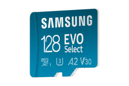Samsung EVO Select + Adapter MB-ME128SA microSDXC Memory Card Perspective: right