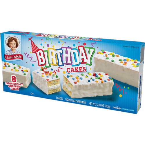 Little Debbie Birthday Cakes, 10 Boxes, 80 Individually Wrapped Vanilla Cakes Perspective: right