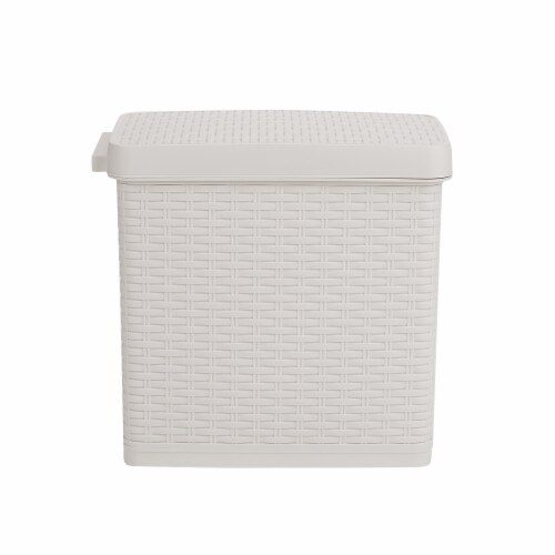 Mind Reader Slim Bathroom Trash Bin with Lid - Ivory Perspective: right