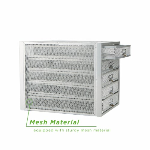 Mind Reader 5 Drawer Metal Mesh Storage Cabinet - Silver Perspective: right