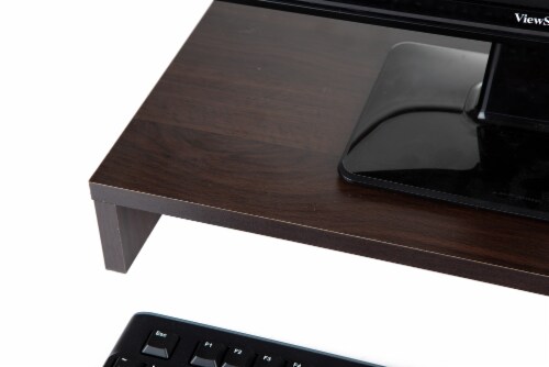 Mind Reader Wooden Monitor Stand Riser with Storage - Brown Perspective: right