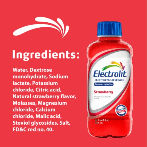 Electrolit Premium Hydration Strawberry Sports Drink Bottle Perspective: right