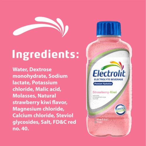 Electrolit Premium Hydration Strawberry Kiwi Sports Drink Bottle Perspective: right