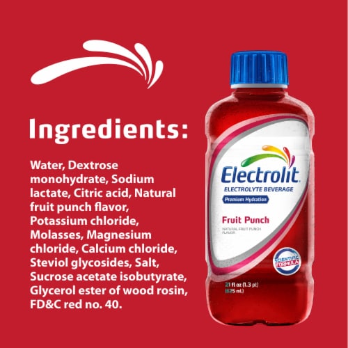 Electrolit Premium Hydration Fruit Punch Sports Drink Bottle Perspective: right