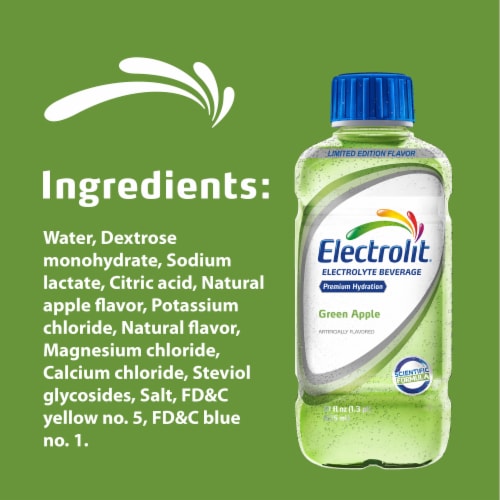 Electrolit Premium Hydration Green Apple Sports Drink Bottle Perspective: right
