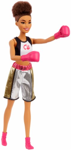 Barbie® Boxer Brunette Doll With Boxing Outfit And Pink Boxing Gloves Perspective: right
