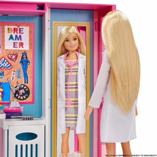 Barbie Dream Closet Fashion Wardrobe Storage with Clothes and Accessories,  Pink, 1 Piece - Foods Co.