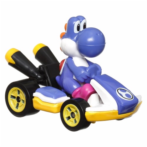 Mattel® Hot Wheels® Mario Kart™ Blue Yoshi Standard Kart Toy Vehicle Perspective: right