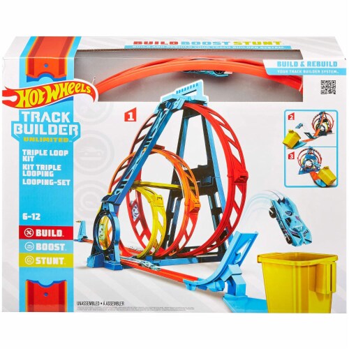 Hot Wheels GYP65 Track Builder Unlimited Triple Loop Jump Stunt Kit with Vehicle 1 Piece Harris Teeter