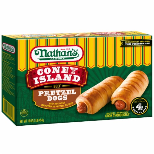 Nathan's Famous Coney Island Beef Pretzel Hot Dogs Perspective: right