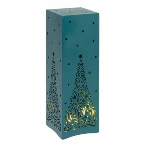 Holiday Home Wood Lantern Tree Cutout - Green Perspective: right