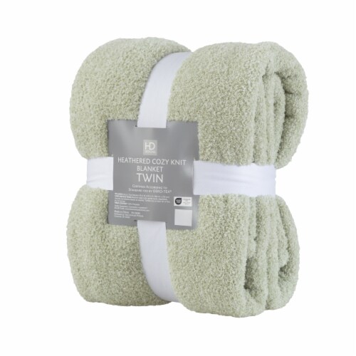 HD Designs® Heathered Cozy Knit Blanket - Green Perspective: right