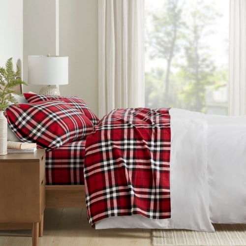 HD Cozy Soft Cotton Flannel Sheet Set Twin - 3 pack Ferndale Plaid Perspective: right