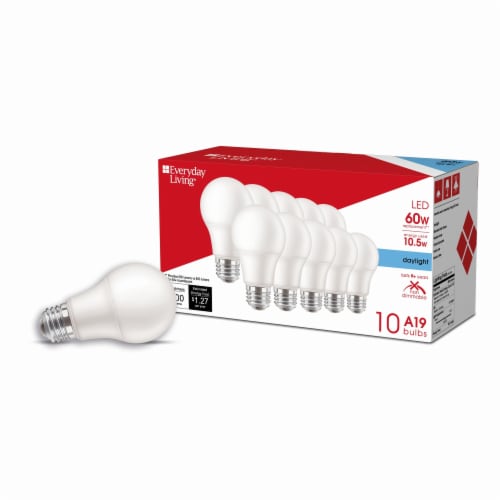 Everyday Living 60 Watt 10.5 Watt A19 Light Bulb Daylight 10 Pack 10 pk Gerbes Super Markets