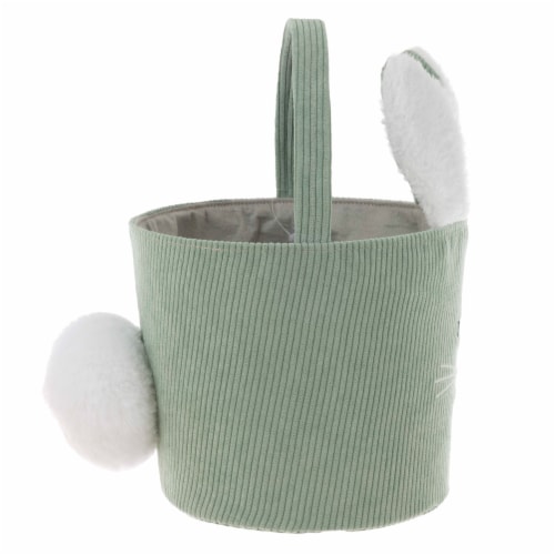 Holiday Home® Easter 10.5-Inch Courduroy Bunny Basket - Green Perspective: right