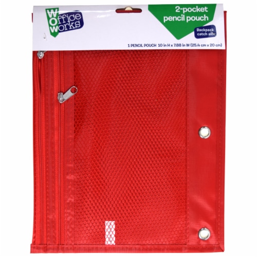 Office Works Mesh 2 Pocket Pencil Pouch - Blue Perspective: right