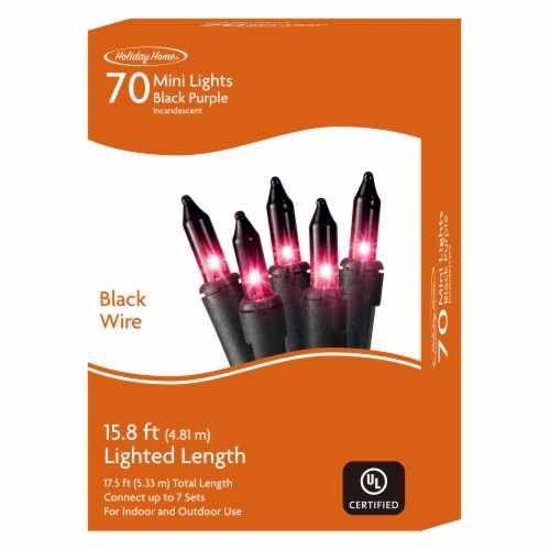 Holiday Home 70 ct Incandescent Black Purple Mini Halloween Lights Perspective: right
