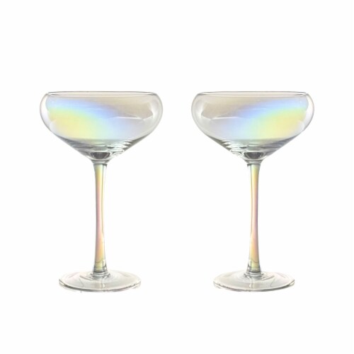 Holiday Home Valentine's Day Clear Iridescent Coupe Glasses Perspective: right