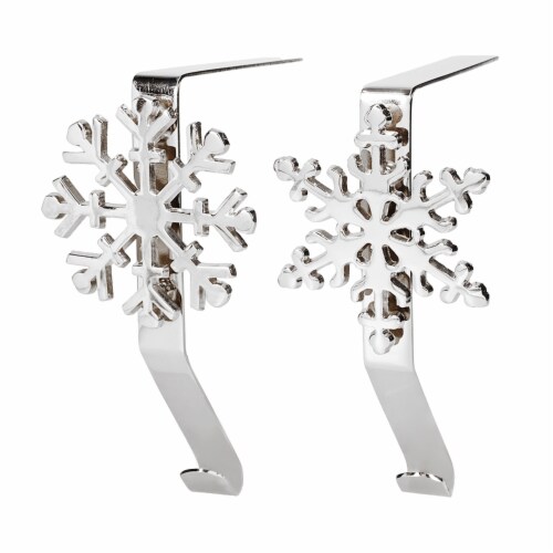 Holiday Home® Silver Snowflake Stocking Holders Perspective: right