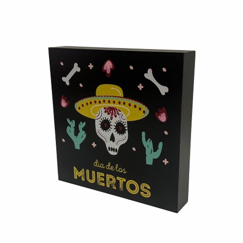 Holiday Home Day of the Dead Cactus Sign Table Decor Perspective: right