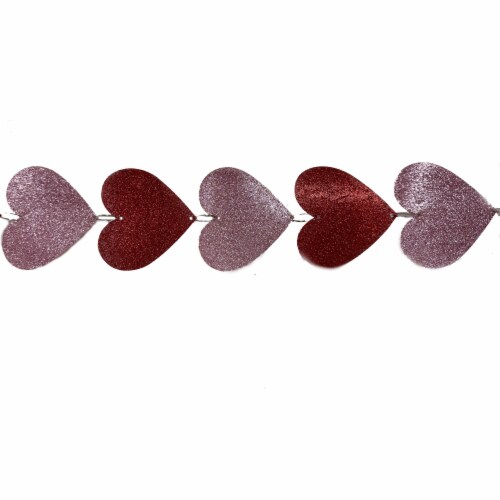 Holiday Home 8 Foot Red & Pink Glitter Heart Chain Perspective: right