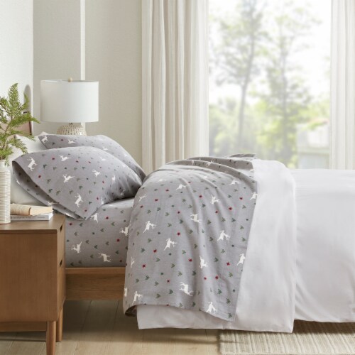 HD Cozy Soft Cotton Flannel Sheet Set Twin - 3 pack Winter Deer Perspective: right