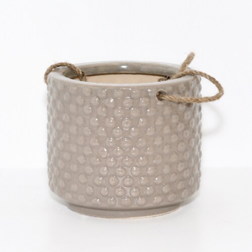 Global Outdoors Ceramic Hanging Basket Planter - Grey Perspective: right