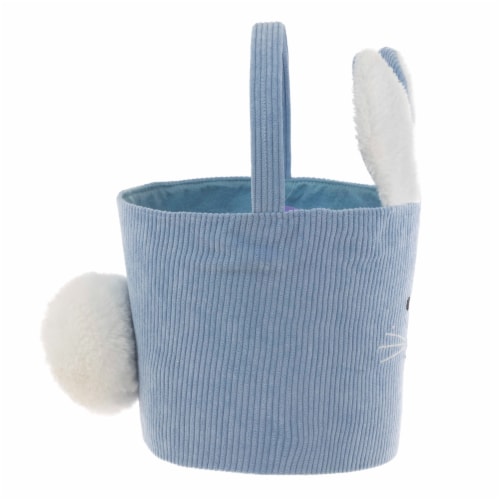 Holiday Home® Easter Corduroy Bunny Basket - Blue Perspective: right