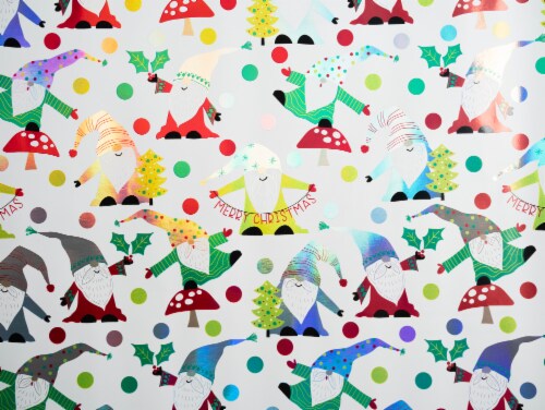 Holiday Home 40 Inch Merry Gnomes Gift Wrap Roll Perspective: right