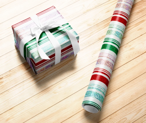Holiday Home 40 In x 6 Ft Candy Cane Stripe Gift Wrap Roll Perspective: right