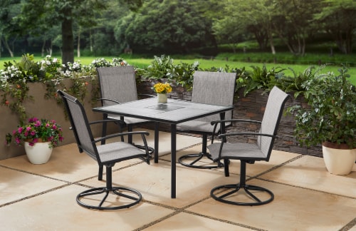 HD Designs Outdoors Patio Furniture Weston Sling Swivel Dining Chair Perspective: right