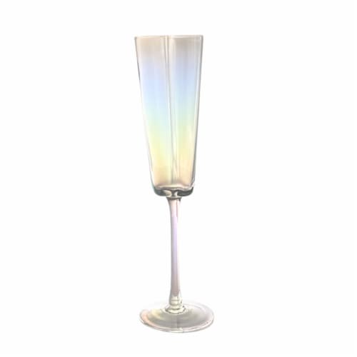 Holiday Home Valentine's Day Heart Shaped Flute Clear Iridescent Champagne Glasses Perspective: right