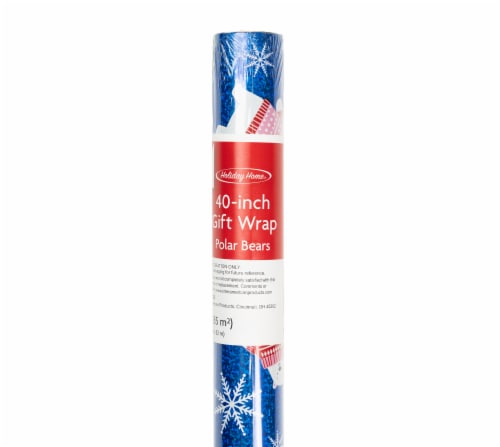 Holiday Home 40 In x 6 Ft Polar Bears Gift Wrap Roll Perspective: right