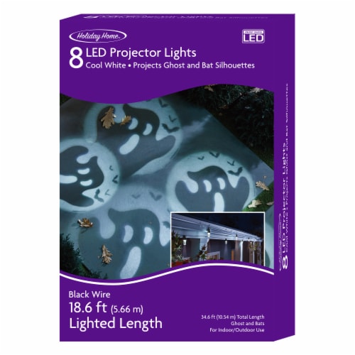 Holiday Home® 8 ct LED Cool White Ghost and Bats Halloween Projection Lights Perspective: right