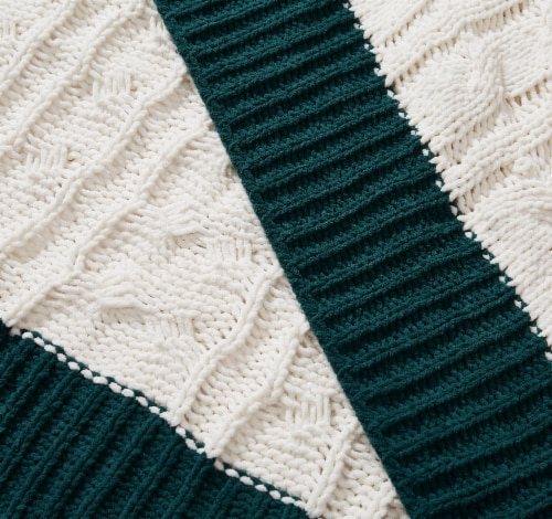 Sewing Down South Chunky Chenile Throw - Green Perspective: right