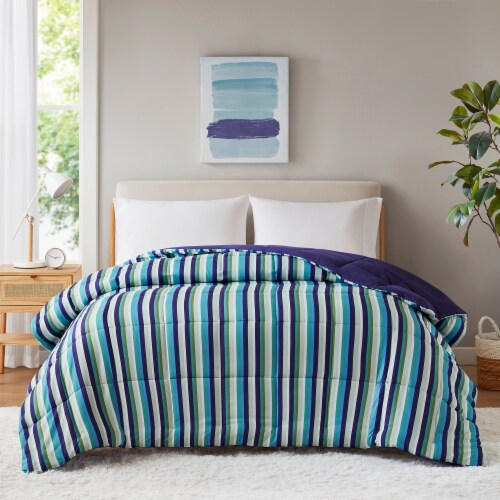 Everyday Living Full / Queen Reversable Down Alternative Comforter - Multi Stripe Perspective: right