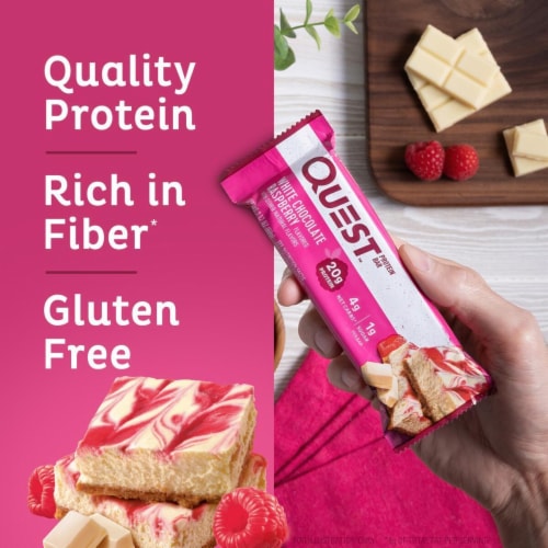 Quest White Chocolate Raspberry Protein Bars Perspective: right