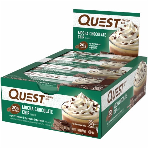 Quest Mocha Chocolate Chip Protein Bars 12 Count Perspective: right
